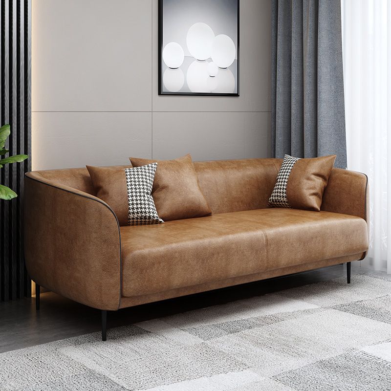 Faux Leather Tuxedo Arm Sofa 25.59" D x 30.70" H Sofa for Living Room