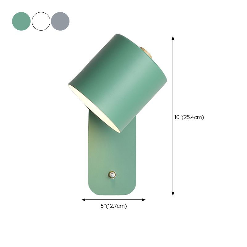 Nordic Style Colorful Wall Light Cylinder Shape Adjustable Wall Lamp for Bedroom
