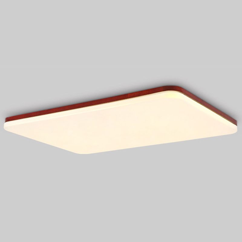 Ultrathin Wooden Ceiling Flush Mount Lighting Simplicity Red Brown Flush Lamp for Dining Room