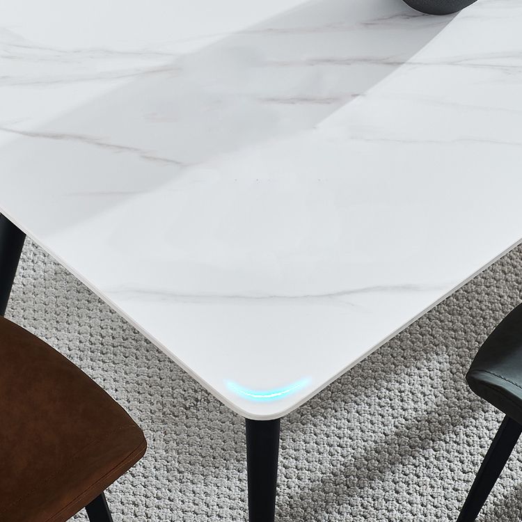 Industriële stijl rechthoek eettafel stenen eettafel met metalen 4 poten