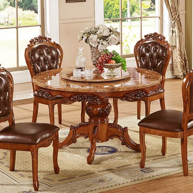 Silla de comedor tradicional de madera maciza, sillón de comedor de cuero para restaurante (juego de 2)