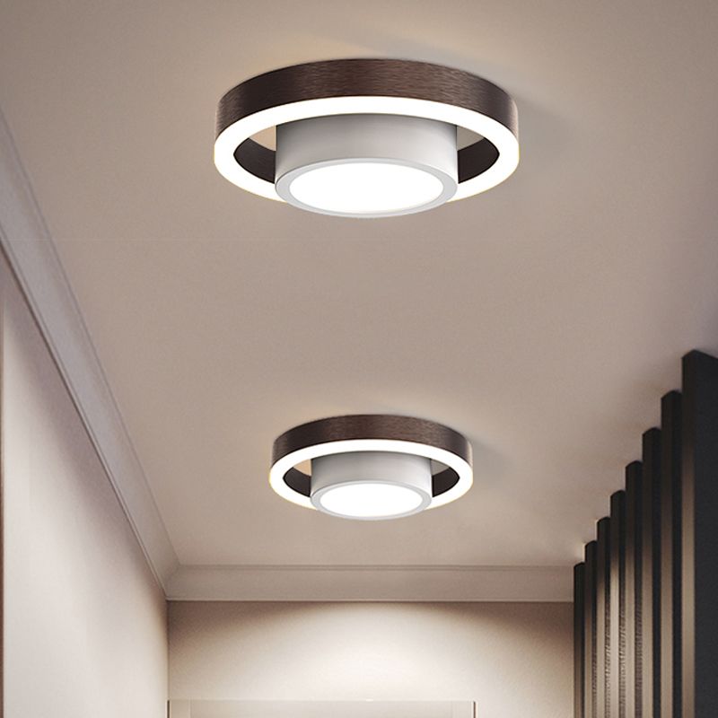 Double cerceau petit plafond acrylique affleurant nordique noir/café/or LED éclairage encastré pour couloir
