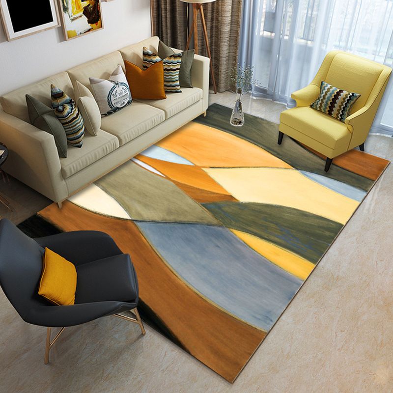 Modern Home Decor Rug Multi Color Abstract Print Area Carpet Synthetics Non-Slip Backing Pet Friendly Rug