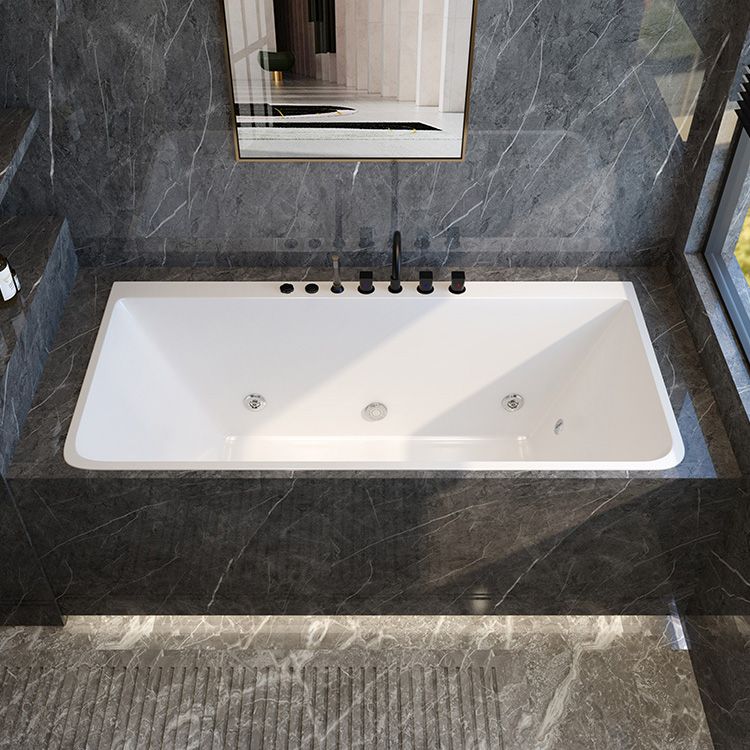 Modern Rectangular Bath Drop-in Acrylic Soaking White Bathtub