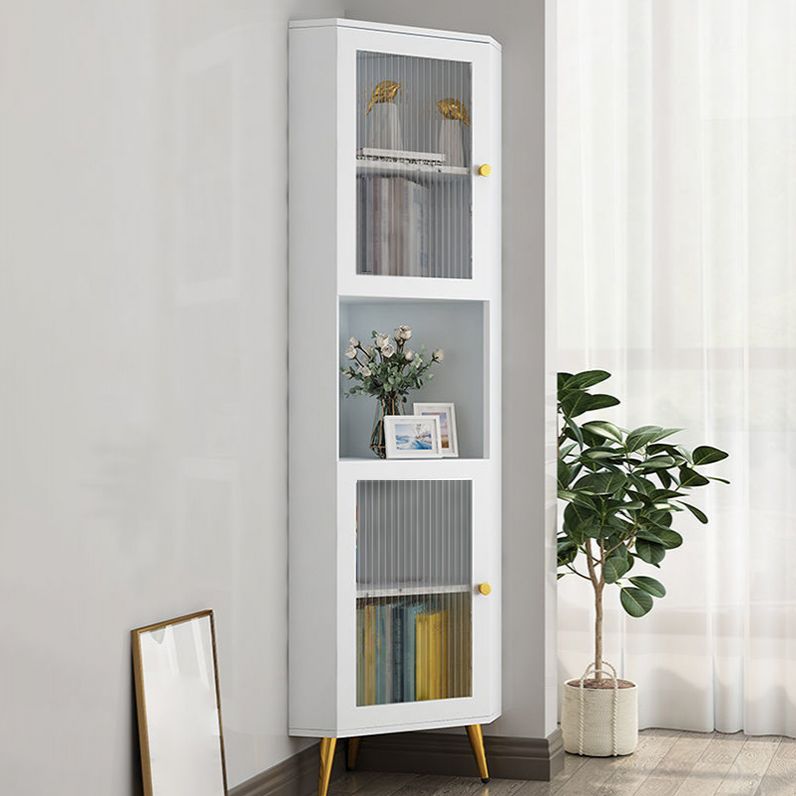 Contemporary Storage Cabinet with Shelf and Glass Doors Triangle Cabinet