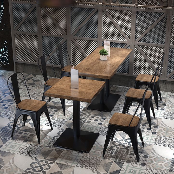 Metal Industrial Pedestal Dining Table Wood Top Table for Kitchen and Dining Room