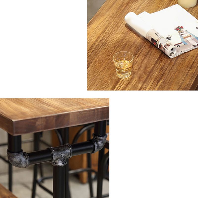 Industrial Bar-height Table Solid Wood Top Bistro Pub Table for Patio Use