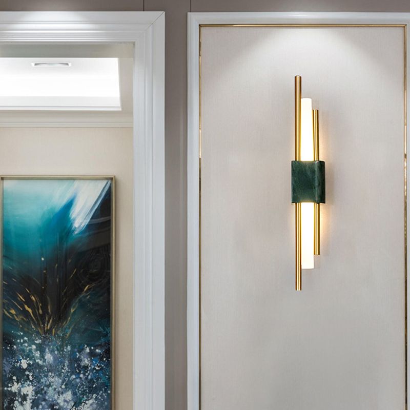 Luz de pared de metal moderna LED geométrica LED apliques con mármol para dormitorio