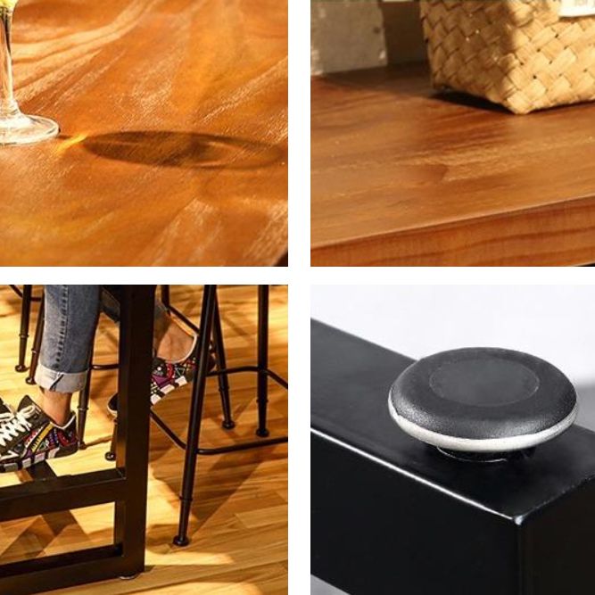 Industrial 1/6/11 Pieces Bar Table Set Rectangle Pine Wood Counter Table with High Stools