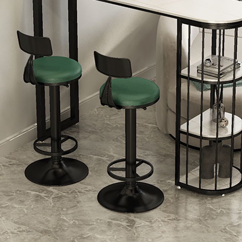 Low Back Dining Stool Adjustable Height Bar Stool with Metal Base