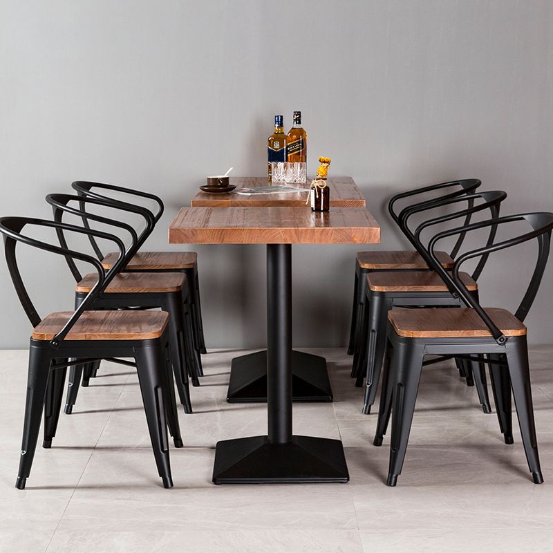 Black Base Dining Table Industrial Wood Table for Dining Room Kitchen