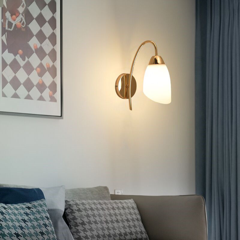 Light Luxury Wall Mount Light Geometry Shape Wall Lamp with Glass Shade for Bedroom