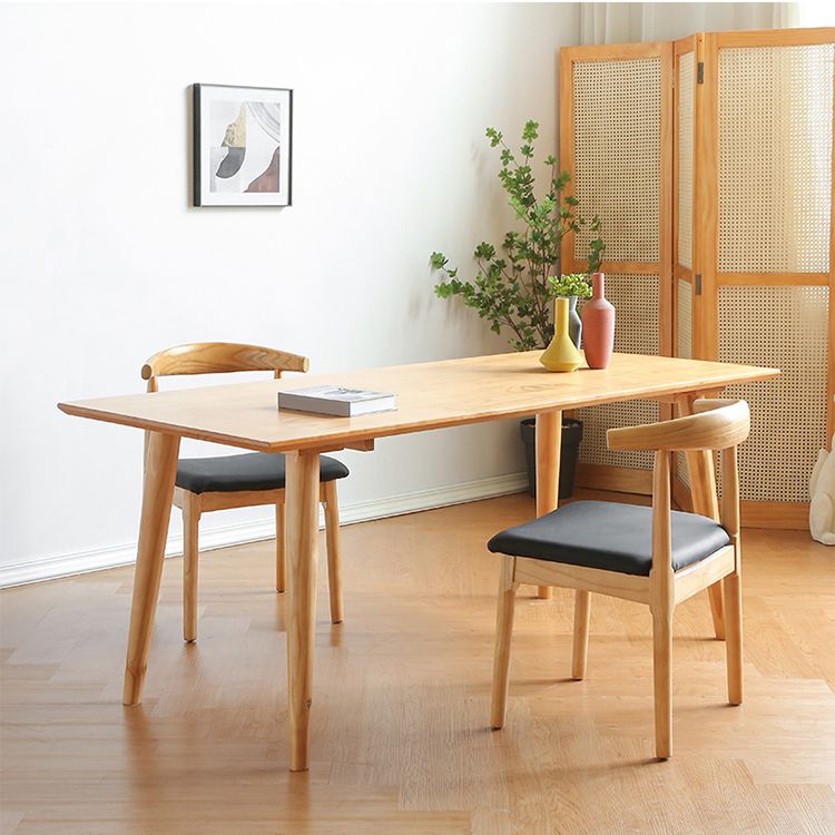 Solid Wood Dining Table Modern Brown Dining Table with 4 Legs