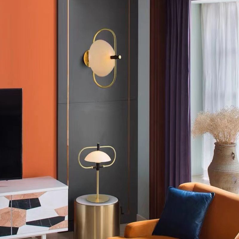 Post Modern Wall Sconce Metal & Glass 1 - Light Wall Light in Gold & Black