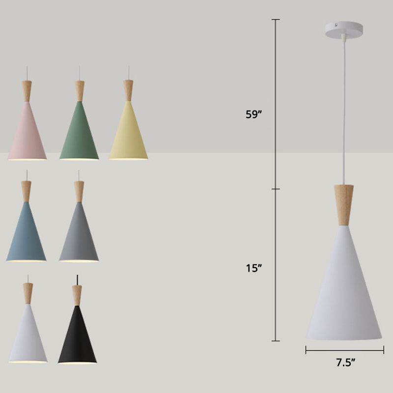 Geometric Metal Pendant Light Fixture Macaron Style 1-Light Hanging Light for Dining Room