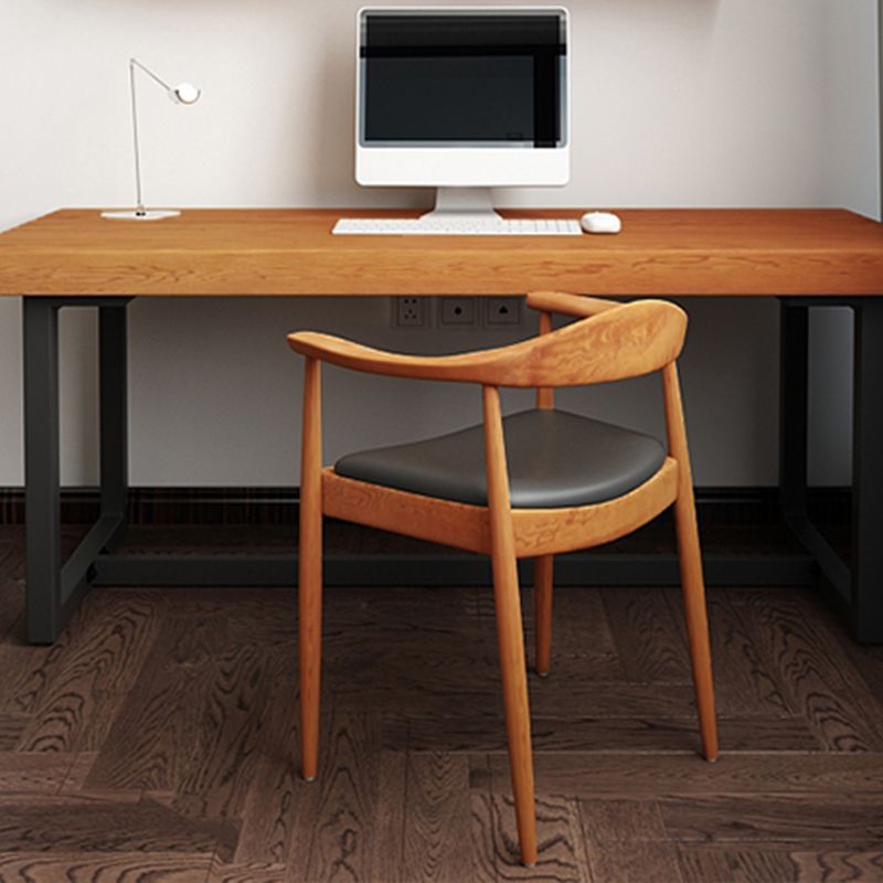 Glam Upholstered Arm Chair Open Back Solid Wood Dining Chair