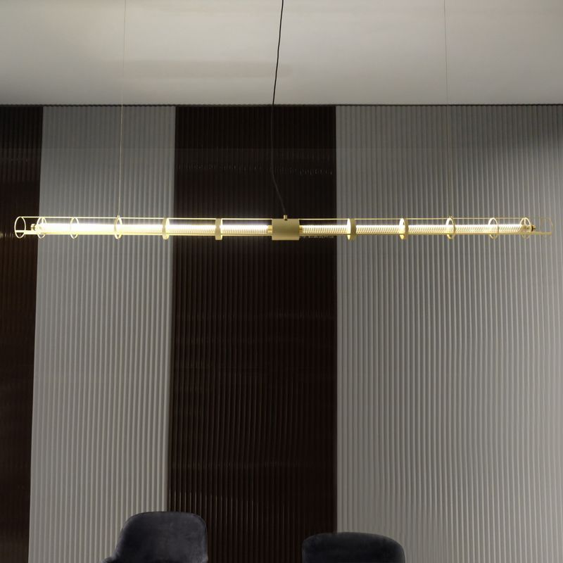 Modern Dining Chandelier Pendant Dining Room Long Strip Crystal Hanging Lamp