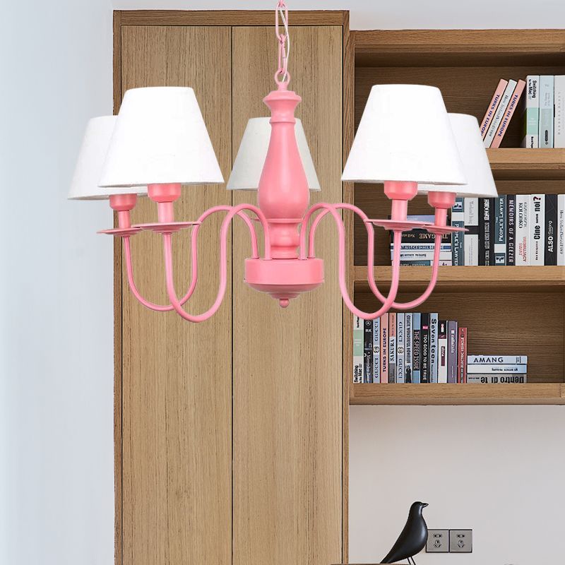 Restaurant de l'hôtel Ambalet d'ombrage conique Metal 6 lumières Nordic Style Pink & White Suspension Lumière