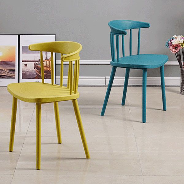 Silla trasera Windsor de estilo moderno, sillones de comedor con patas de plástico para cocina