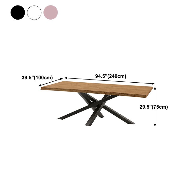 Rectangle Luxury Style Dining Table Solid Wood Fixed Table for Kitchen