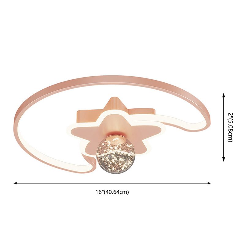 Luminaire encastré en forme d'étoile en métal, plafonnier LED en verre avec boule de simplicité pour chambre à coucher