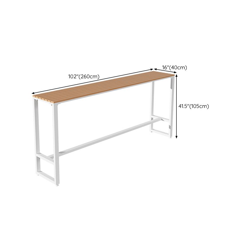 Industrial Bar-height Table with White Base Rectangle Table for Patio