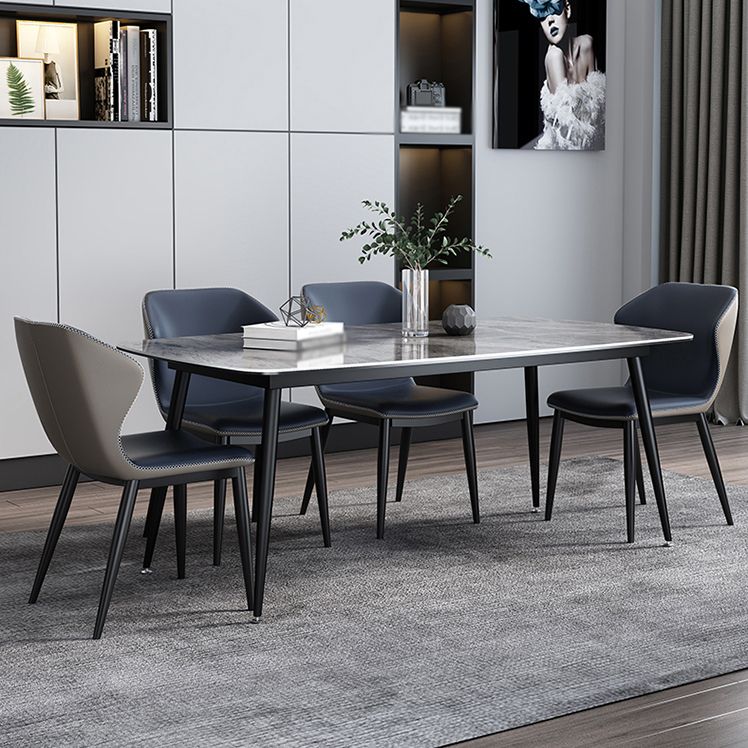 Dining Room Set Contemporary with Sintered Stone Rectangle Table and Chairs
