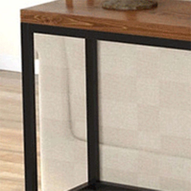 Modern 41.3"H Bar Table Black Iron Solid Wood Dining Table for Patio