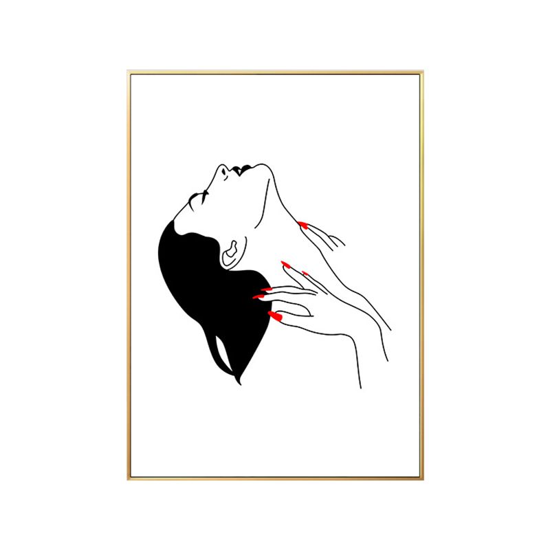 Female Character Portrait Canvas for Guest Room Charcoal Drawings Wall Art Decor