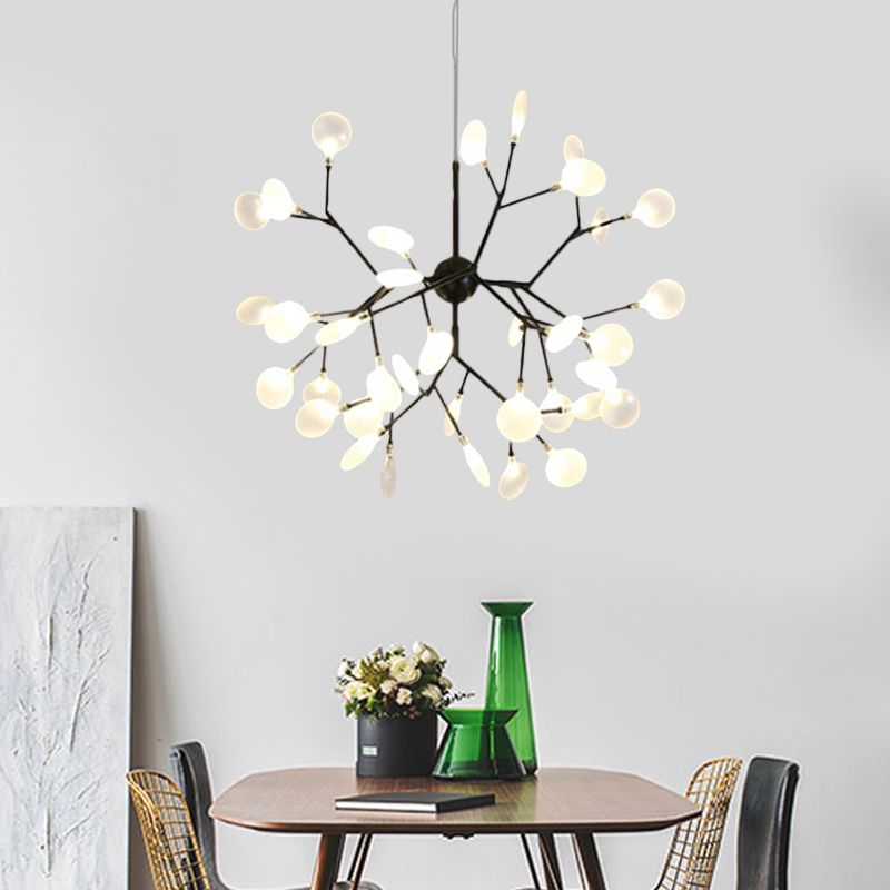 Modernità Heracleum Design lampadario vetro opalino 36/45/54 teste soggiorno cittadino a soffitto in nero/oro