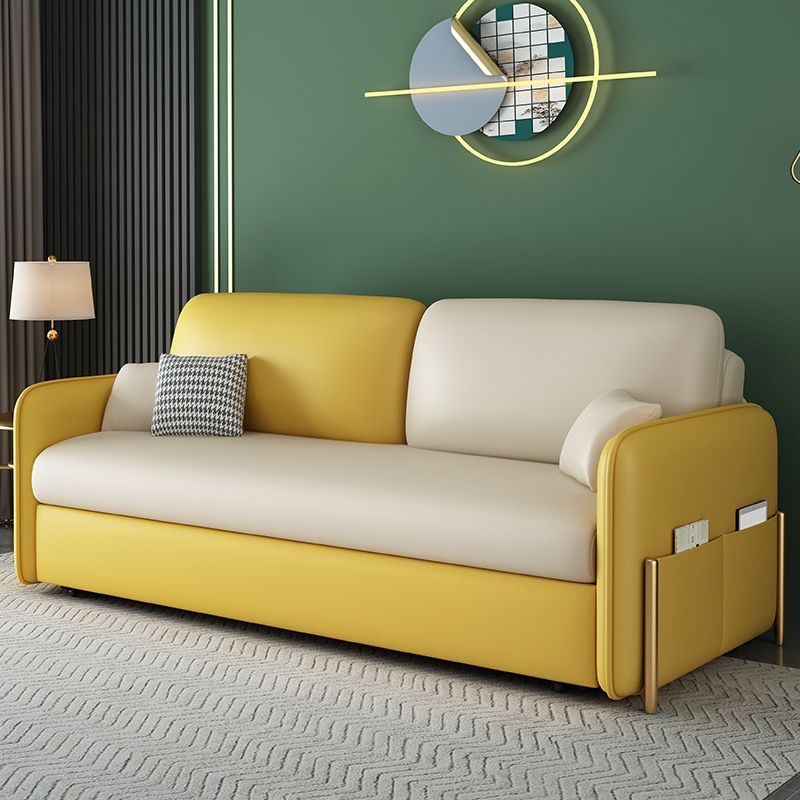Yellow and White Futon Sleeper Sofa Bed Modern Style Convertible Sofas