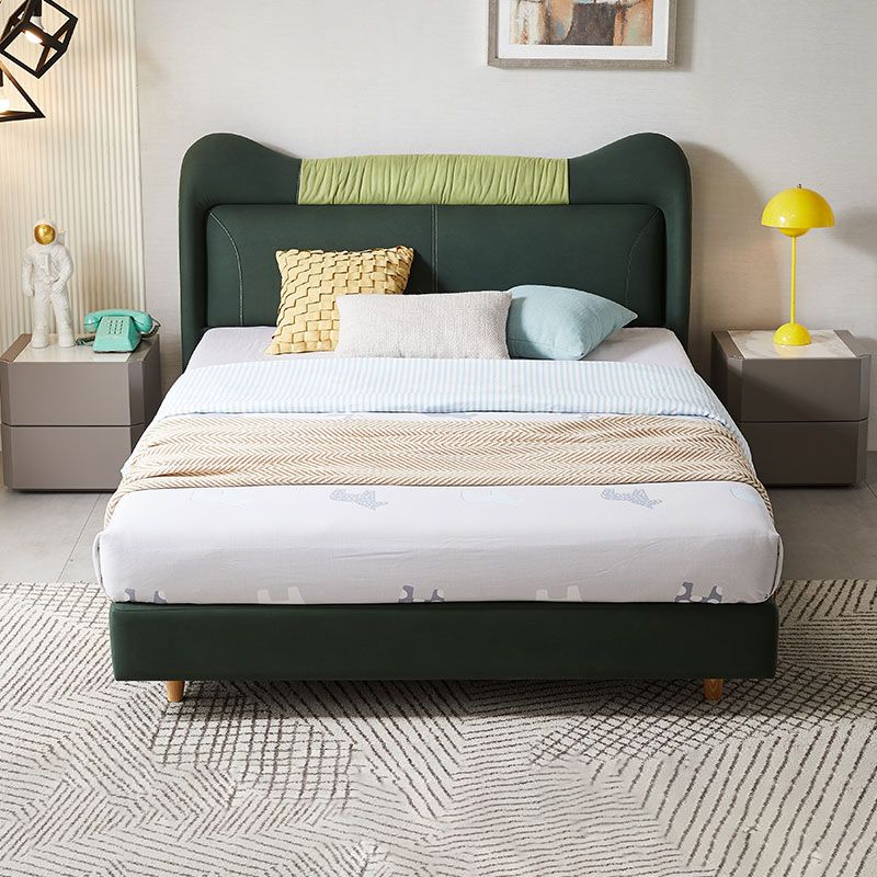 Upholstered Low Bed Frame Scandinavian Full Size Standard Bed