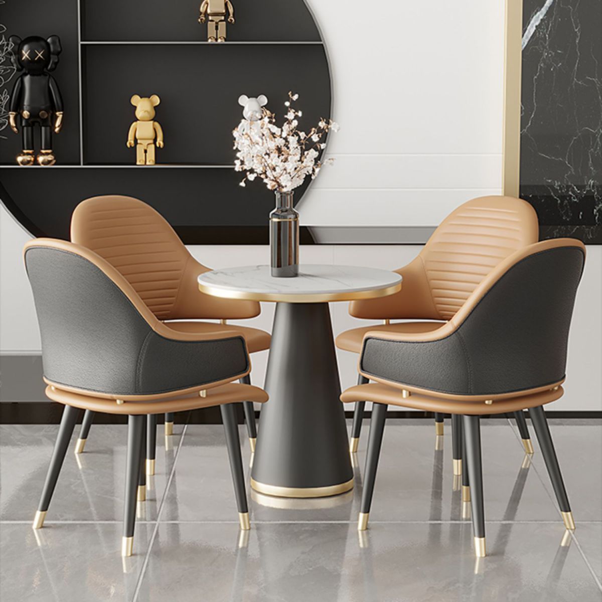 Glam Style 1/5 Pieces Dining Set Sintered Stone Dining Table Set for Home Use