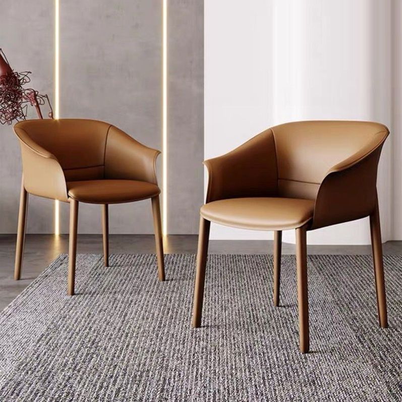 Contemporary Kitchen Dining Chair Metal Legs Upholstered Arm Chair