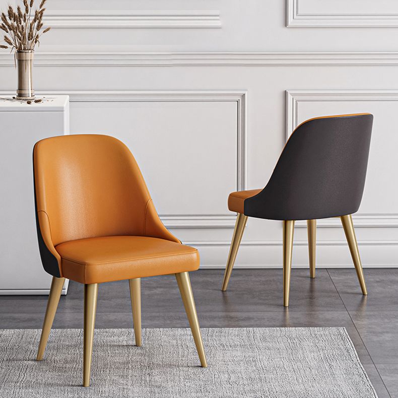 Silla de comedor sin brazos con respaldo sólido de diseño escandinavo, sillas de comedor de cuero PU