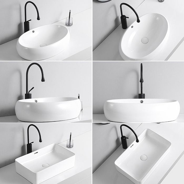 Modern Vessel Lavatory Sink Porcelain Rectangular Vessel Sink(Not Including Faucet)