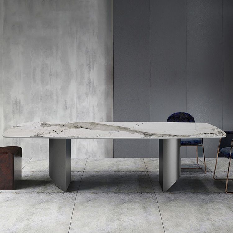Industrial Standard Rectangle Shape Table Gray Sintered Stone Dining Table for Kitchen