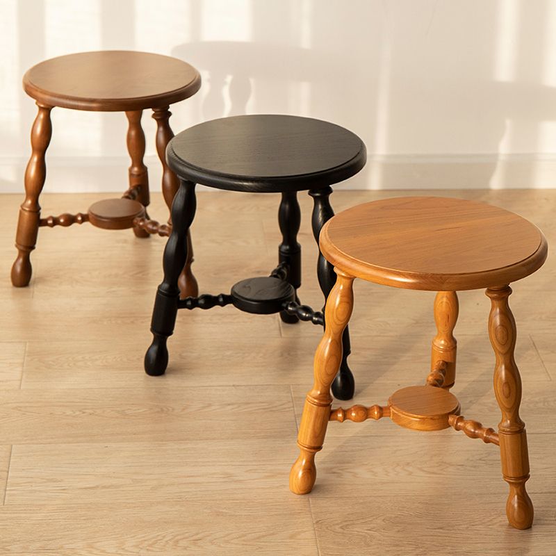 Rustic Solid Wood End Table 14.2" Tall Round 3 Legs Sofa Side Accent Table