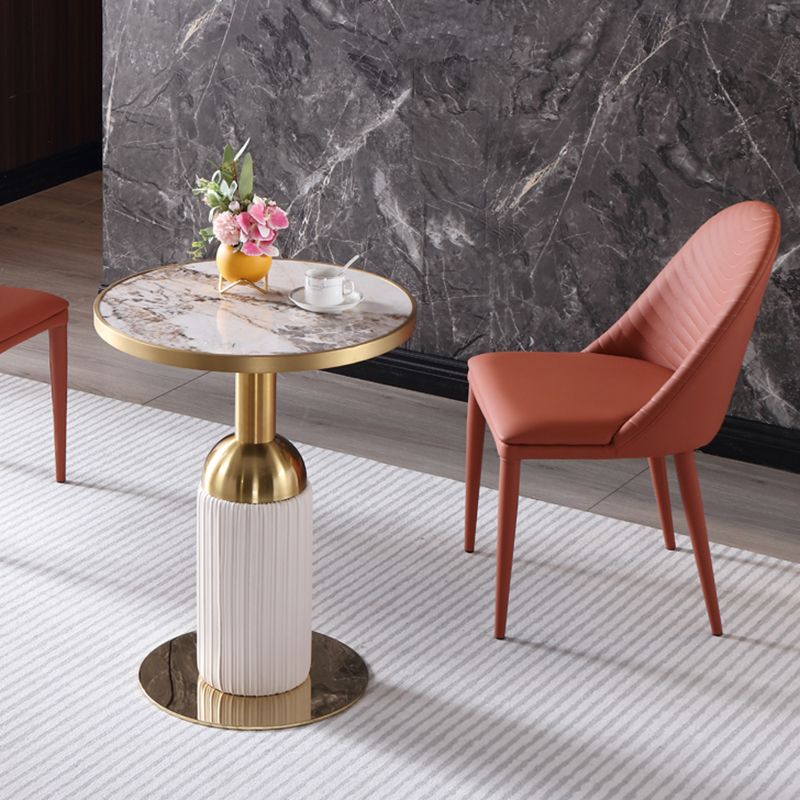 Round Stone Dining Table Traditional Luxury Dining Room Collection with Pedestal Base