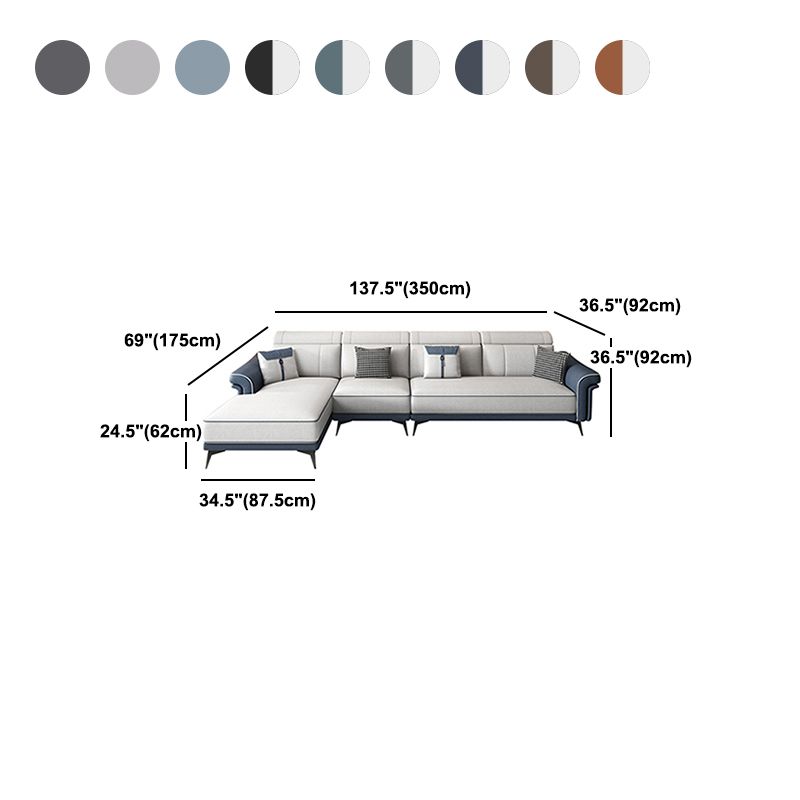 Faux Leather 4-Seater Sectional with Flared Arms and Storage for Living Room