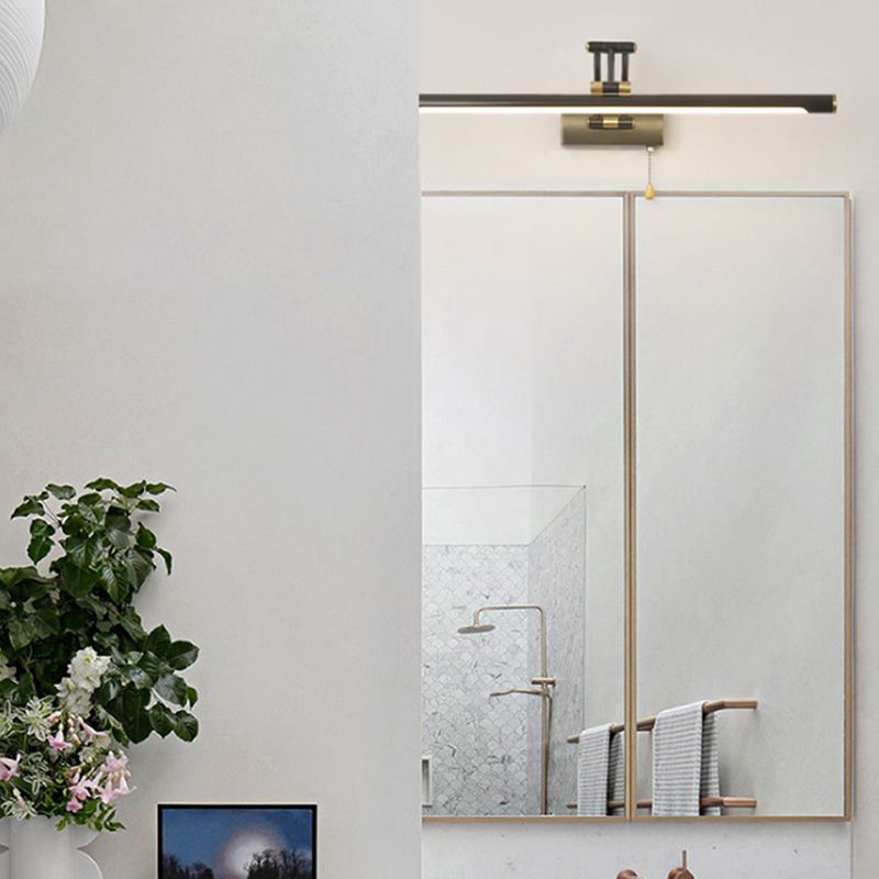 Luz de tocador de latón americano LED de espejo ajustable de LED recto para el baño