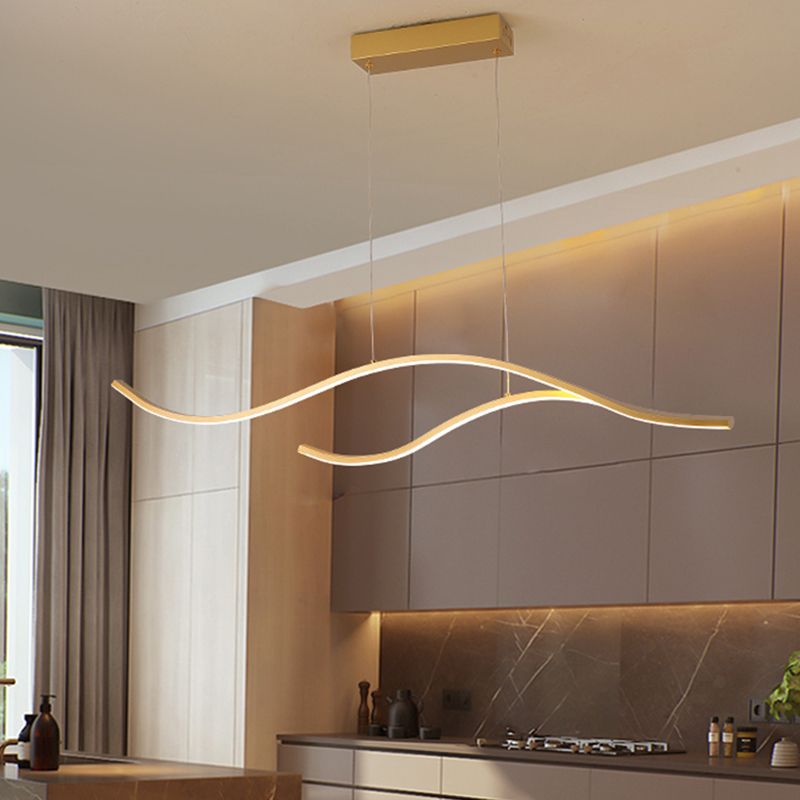Nieuw modern eiland kroonluchter lineaire metalen kroonluchter verlichtingsarmatuur voor eetkamer