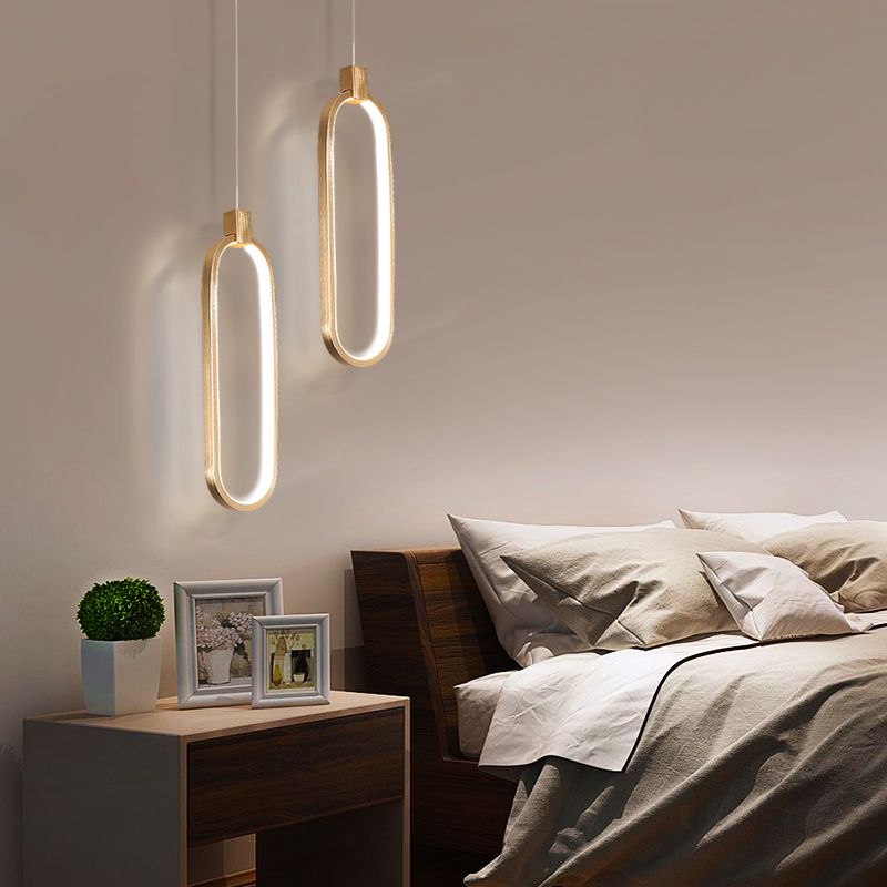 Gold linéaire suspendu luminaire simplicité LED PENDANT METAL LEAU POUR CHAMBRE