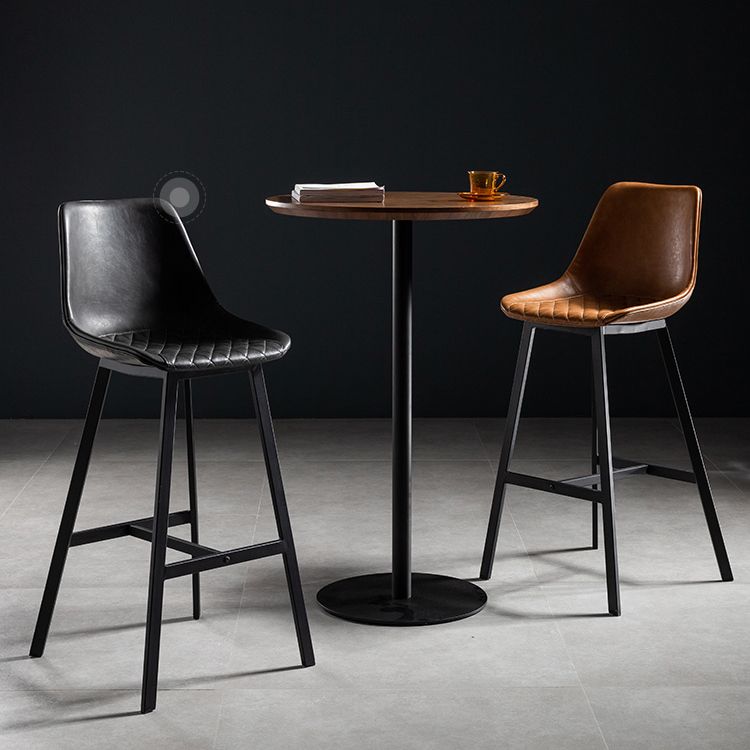 Modern Round Bar Dining Table Indoor Wood Top Bar Height Table Metal Base 42-Inch Top