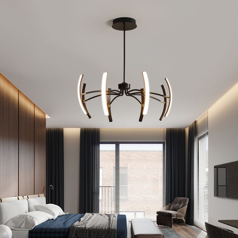 White Floral Chandelier Light Minimalistic Metal LED Ceiling Suspension Lamp for Living Room