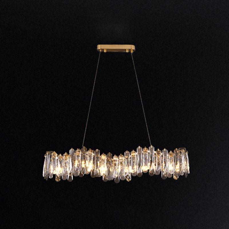 Gray Metal Contemporary Pendant Light with Crystal Shade for Living Room