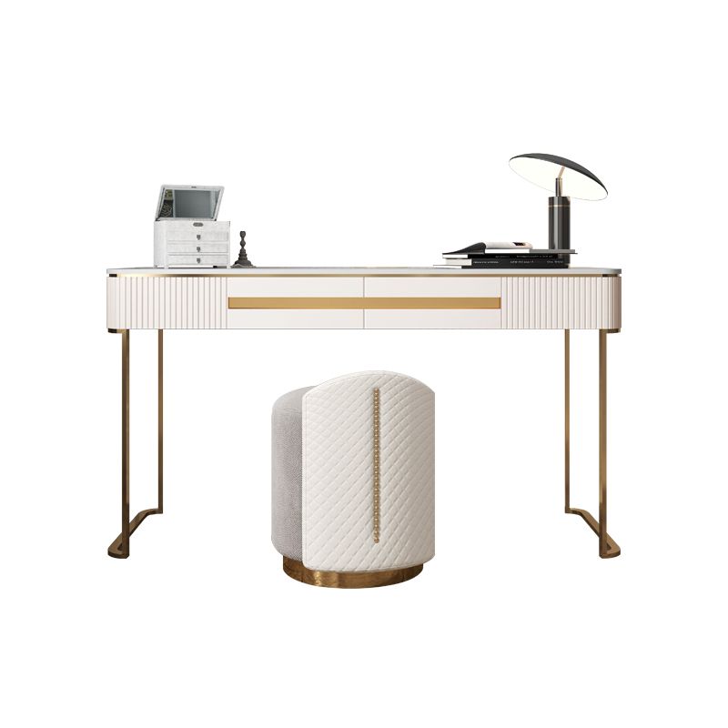 Metal Makeup Dressing Table Luxurious Stone Top Vanity Stool Set
