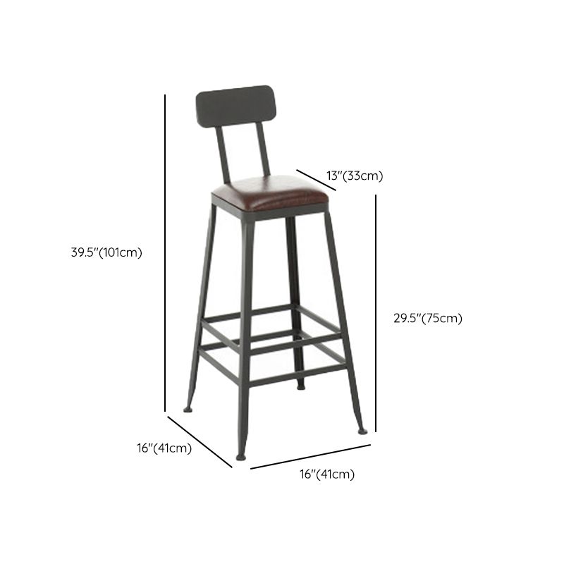 Industrial Style Bar Stools Armless Barstool with Black Metal Legs