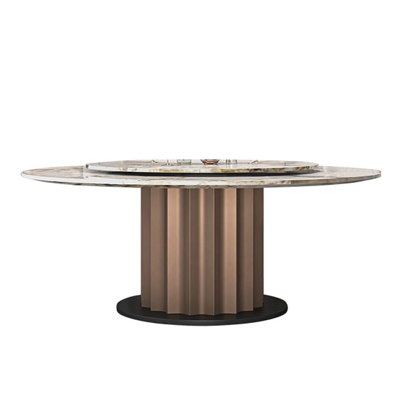 Round Pedestal Dinner Table Traditional Luxury Marble Dining Table for Indoor