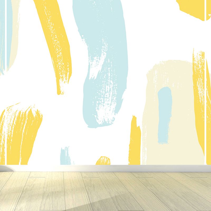 Abstract Pattern Mural Wallpaper Modern Non-Woven Textured Wall Covering in Yellow